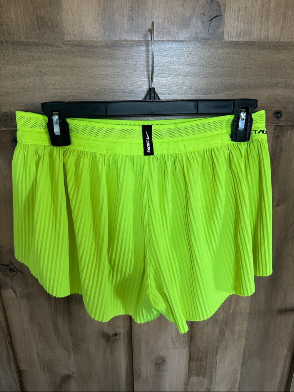 Nike Aeroswift Women's Neon Yellow Athletic Short with double nike Swoosh - Picture 10 of 16